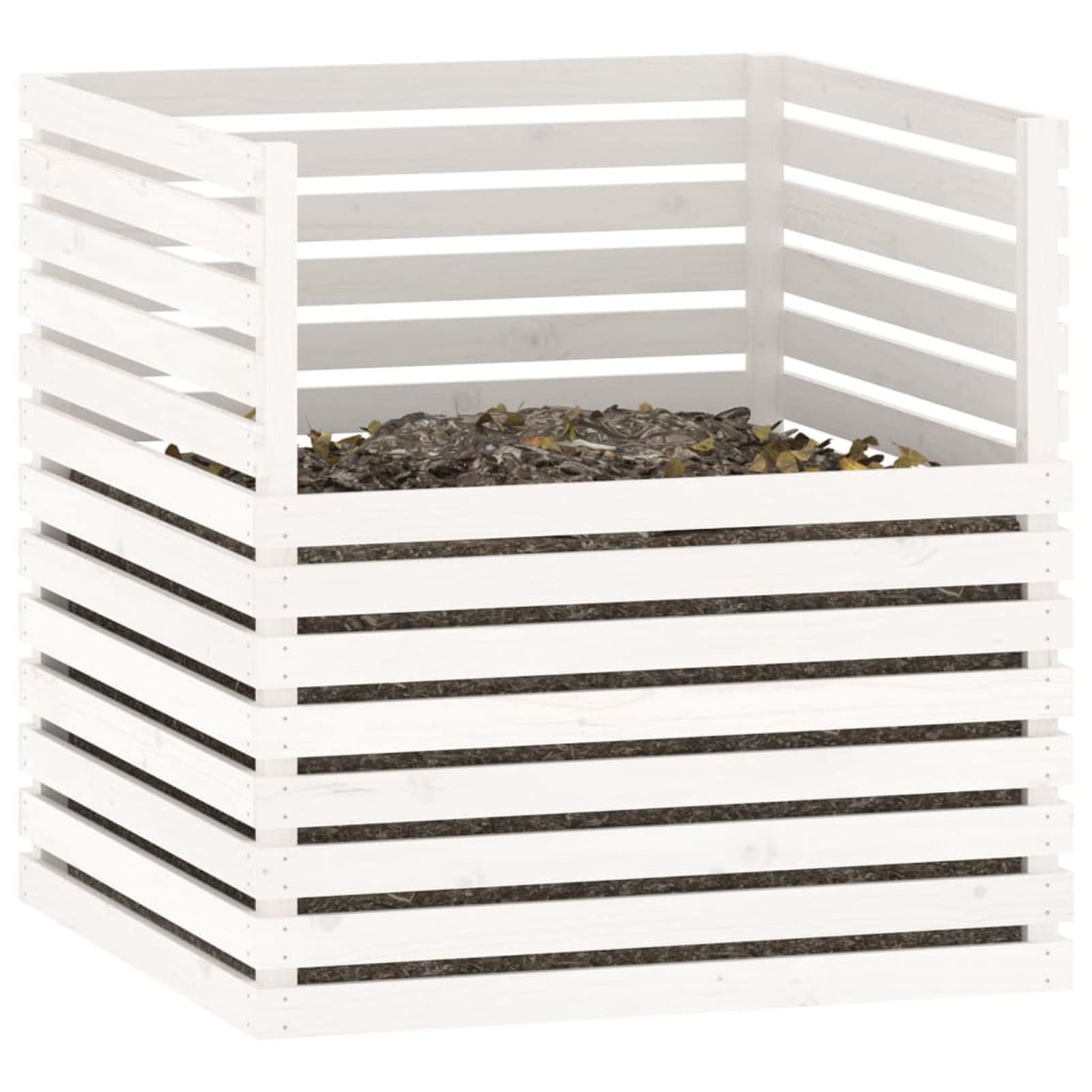 Kompostownik biały 100x100x102 cm lite drewno sosnowe, kompostownik ogrodowy, kuchnia zewnętrzna