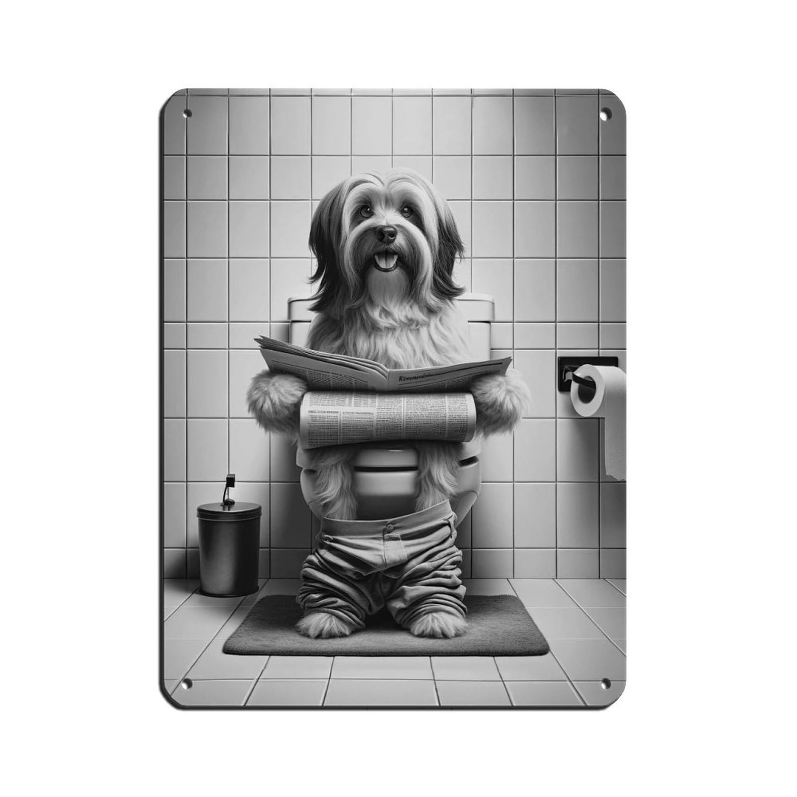 Lxwnze 30L X 40W Cm Tibetan Terrier Dog,Funny Bathroom Decor Retro Poster Metal Tin Sign Chic Art Retro Iron Painting Bar People Cave Cafe Family Garage Poster Wall Decoration 12X16inch(30X40cm)