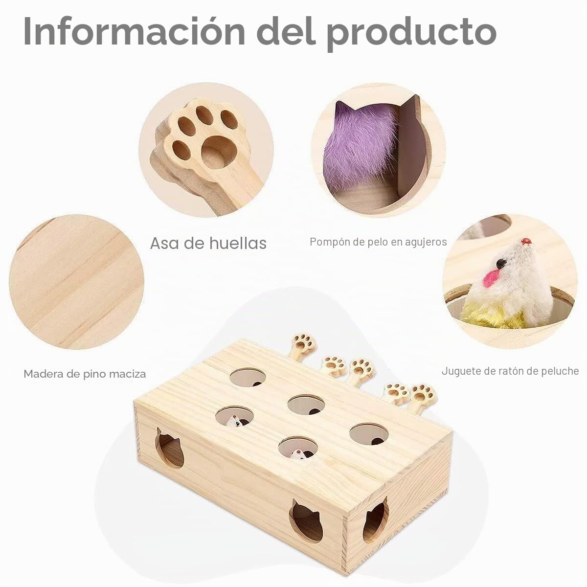 Juguete desplegable para gatos, juguetes interactivos de madera maciza para gatos de interior, juego de atrapar ratones.