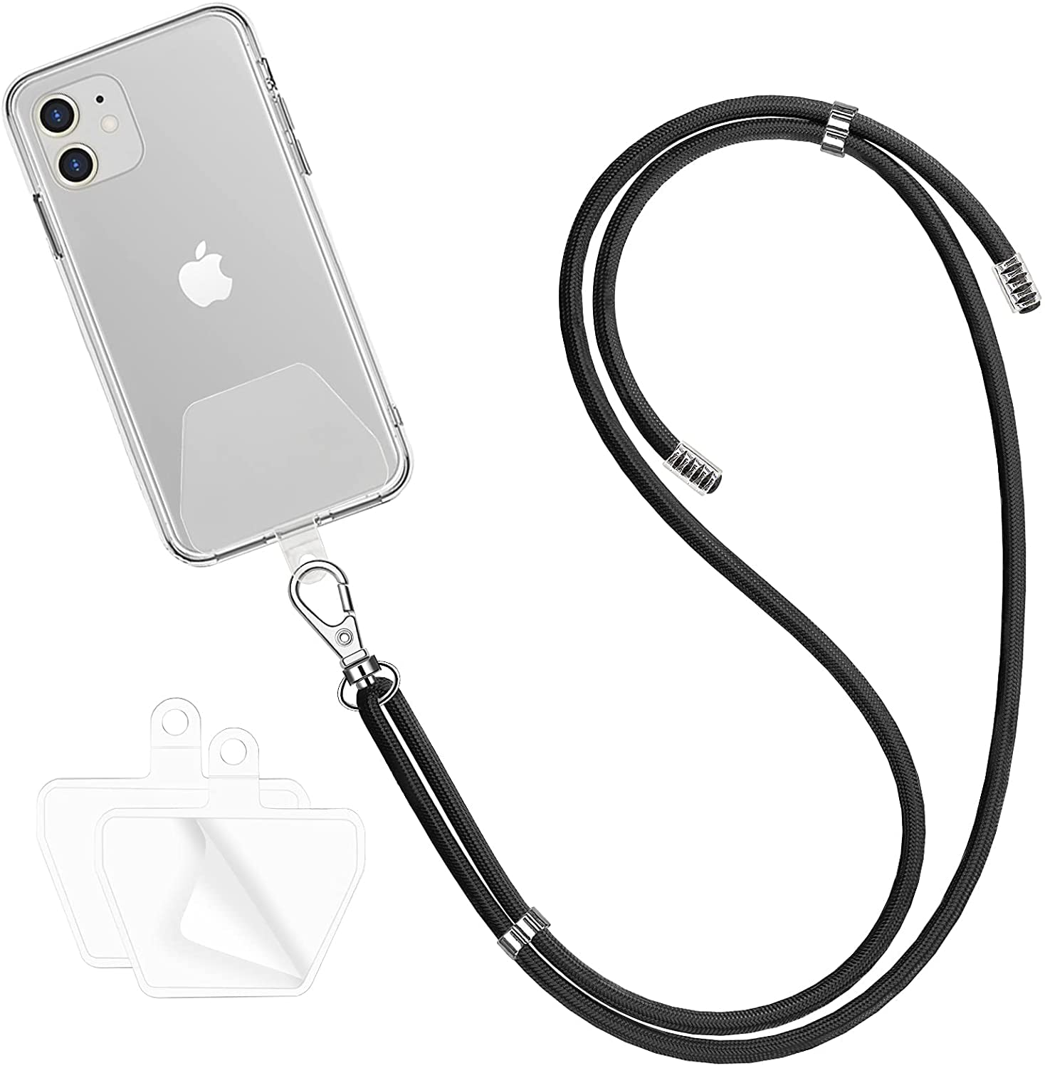 Universal Phone Lanyard, With Durable Patch, Adjustable Nylon Neck Strap, Crossbody Nylon Patch Phone Lanyards, Lanyard Detachable, Comfortable and Durable, Compatible with All Smartphones