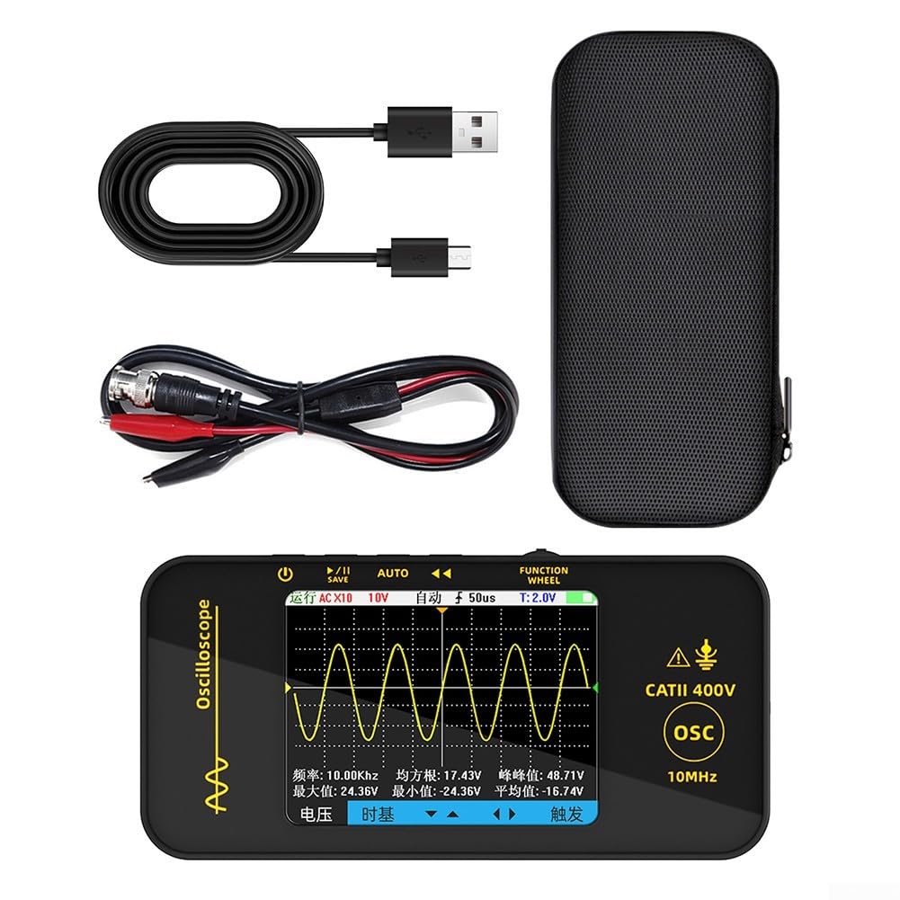 Oscilloscopio a memoria digitale palmare 10 MHz 48 MSa/s, schermo da 3,2 pollici, design compatto, include clip di prova e cavo USB (A)