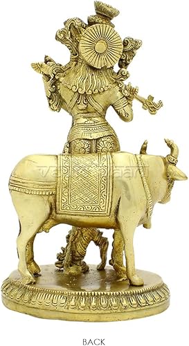 Miniatura 4 de Vedic Vaani Murali de latón Manohar Lord Krishna Ídolo Murti Estatua  con Shyam Tulsi Mala (juego de 2)