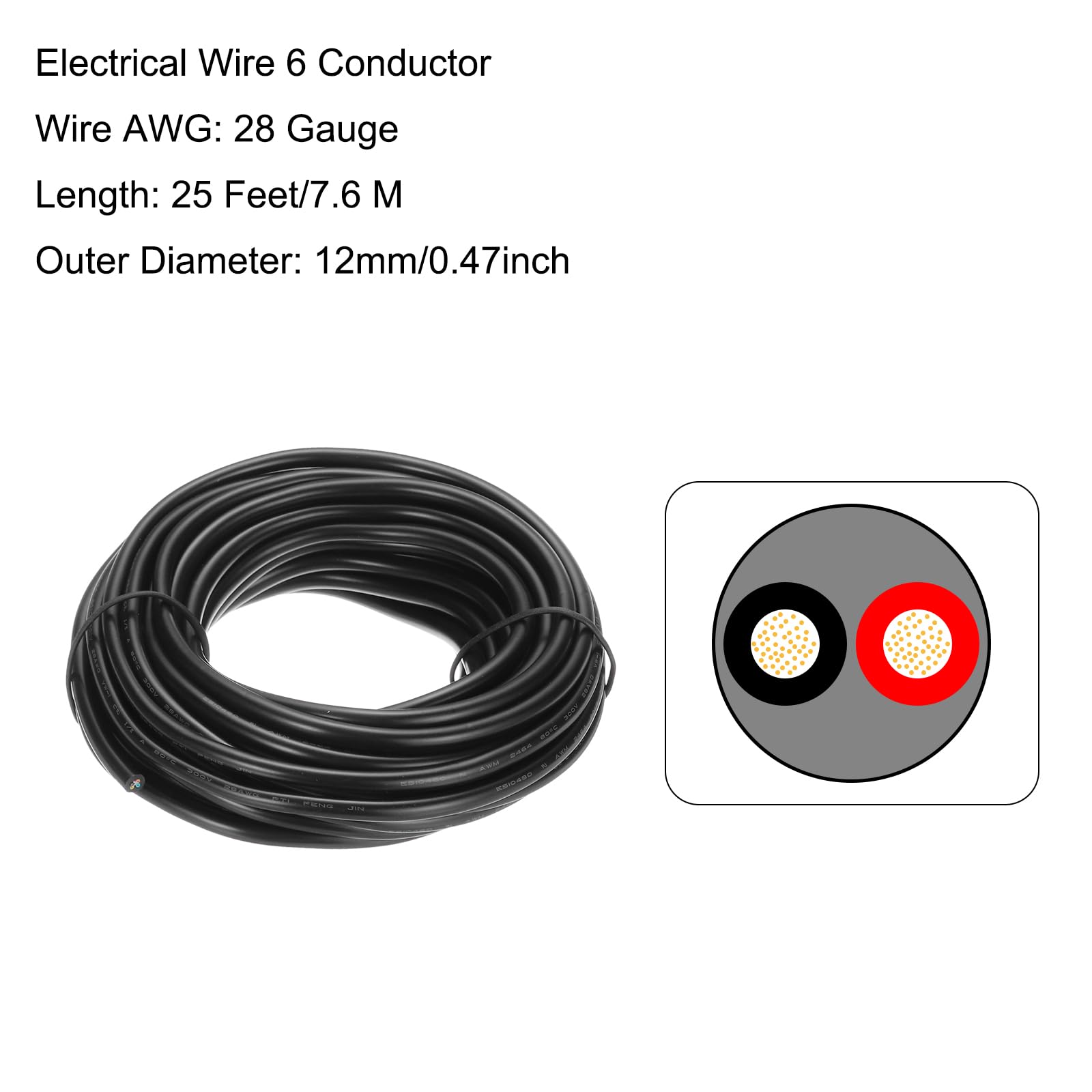 DMiotech 28 Gauge Wire Electrical Wire 6 Conductor - Image 2