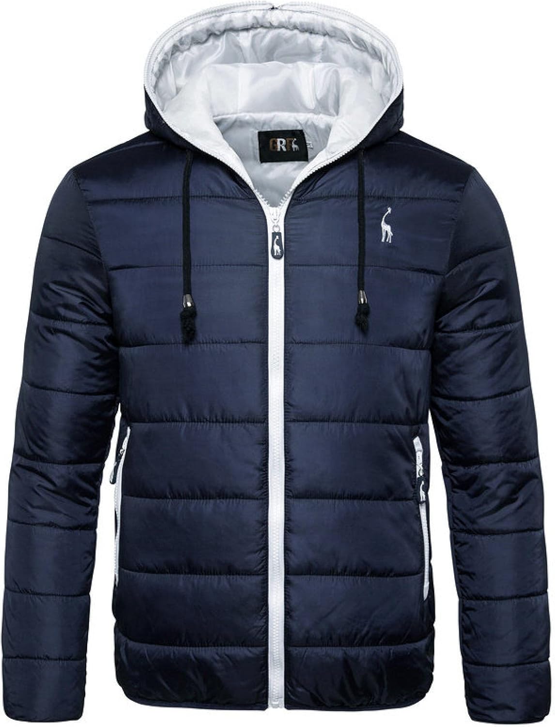 メンズダウンジャケット ファッション防水防風ウィンタージャケットメンズフーディーパーカーメンズウォームウィンターコートメンズシックンジッパーカモフラージュメンズジャケット M 新品 オレンジ