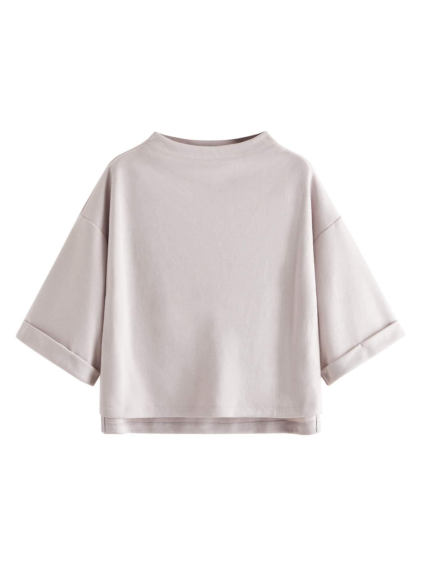 SweatyRocks Women's 3/4 Sleeve Mock Neck Basic Loose T-Shirt Elegant Top