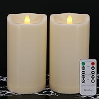 Vista 14 de Vela sin llama grande de 4" x 10" para exteriores con control remoto y temporizador, vela de pilar LED parpadeante impermeable que funciona