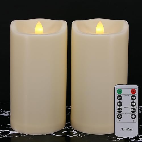 Velas Grandes Sin Llama con Control Remoto y Temporizadores para Exteriores Impermeables, 8" x 4" Funcionan con Baterías Velas LED Parpadeantes de