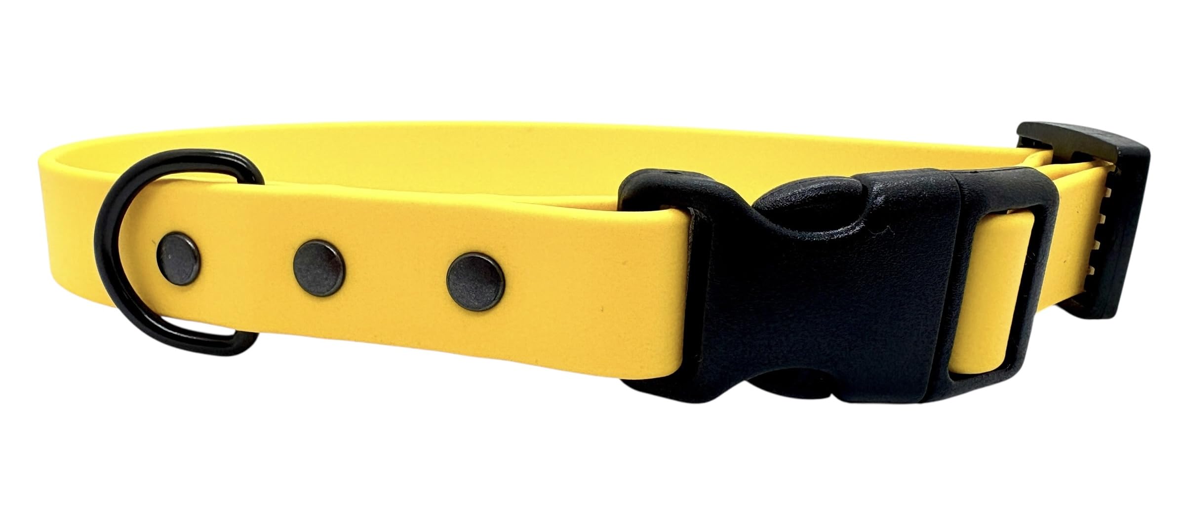 Biothane Waterproof Dog Collar with Quick Release Buckle (Yellow, XS 22cm-28cm 16mm wide)