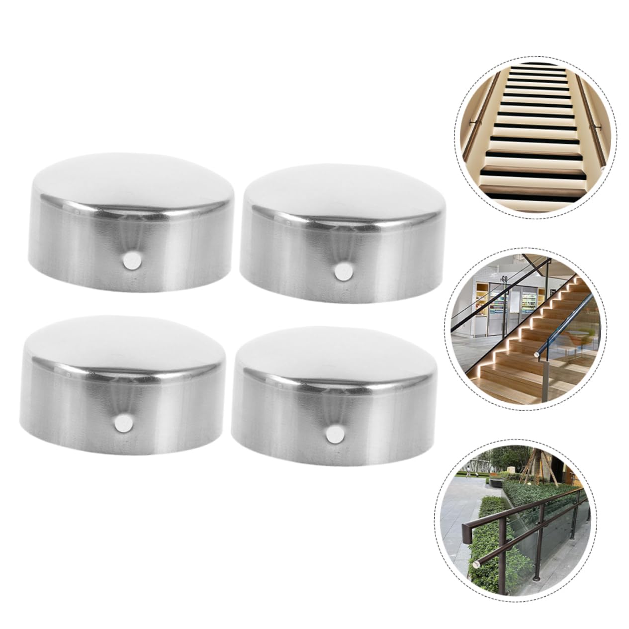 OSALADI Embouts De Rampe D’escalier En Acier Inoxydable 45pvc, Embouts Ronds Pour Main Courante, Accessoires De Garde-corps Pour Escalier Et Balcon
