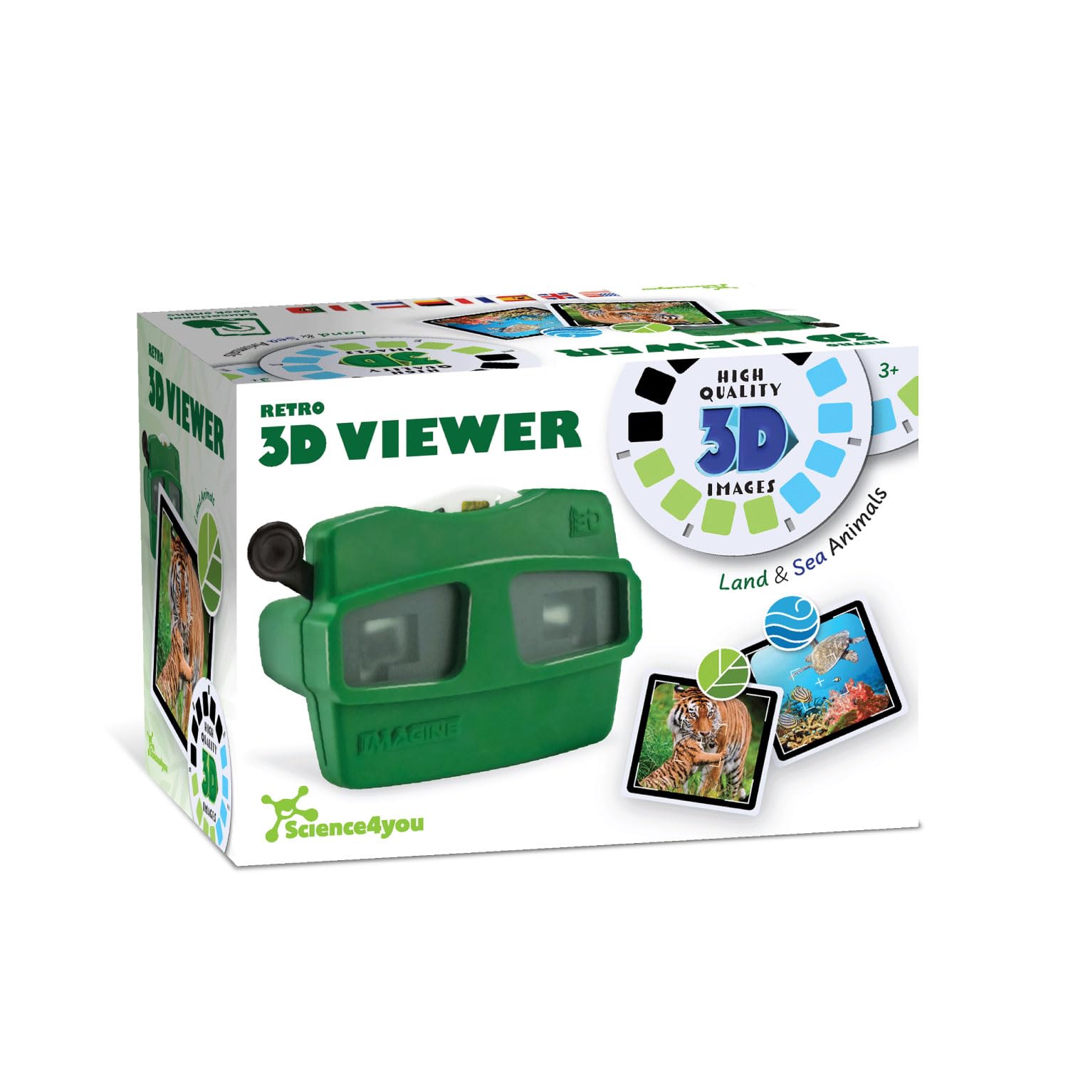 Science4you Retro 3D Viewer para Niños - Juguete Retro con Visor de Carretel e Imágenes 3D de Animales Terrestres y Marinos, Regalo de Animales para Niños y Niñas