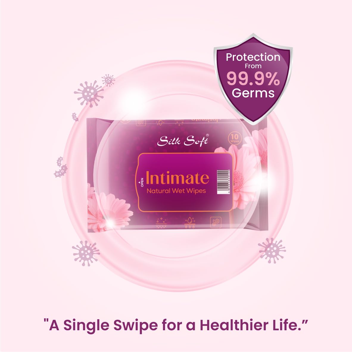 Silk Soft Intimate Wipes Women β 50 Wipes (Pack of 5 x 10) | Menthol & Fragrance Extract | pH Balanced, Alcohol & Paraben Free | Skin-Friendly Daily Hygiene 2