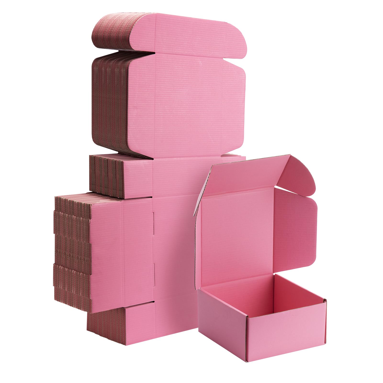 Yidomto Pink Shipping Box (25 pcs), 6x6x3 inch, Recycled Cardboard, Mailing, Wrapping, Moving, Business Packaging, Corrugated, Lightweight, Sturdy, Gift Box, Small