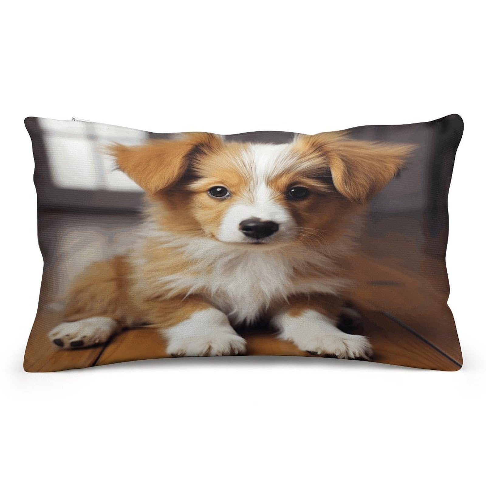 asbwuo Rectangular Decorative Throw Pillow Cover Soft Cushion Cover Cute Puppy Dog Queen Pillow Cases for Couch Sofa Living Room Bed
