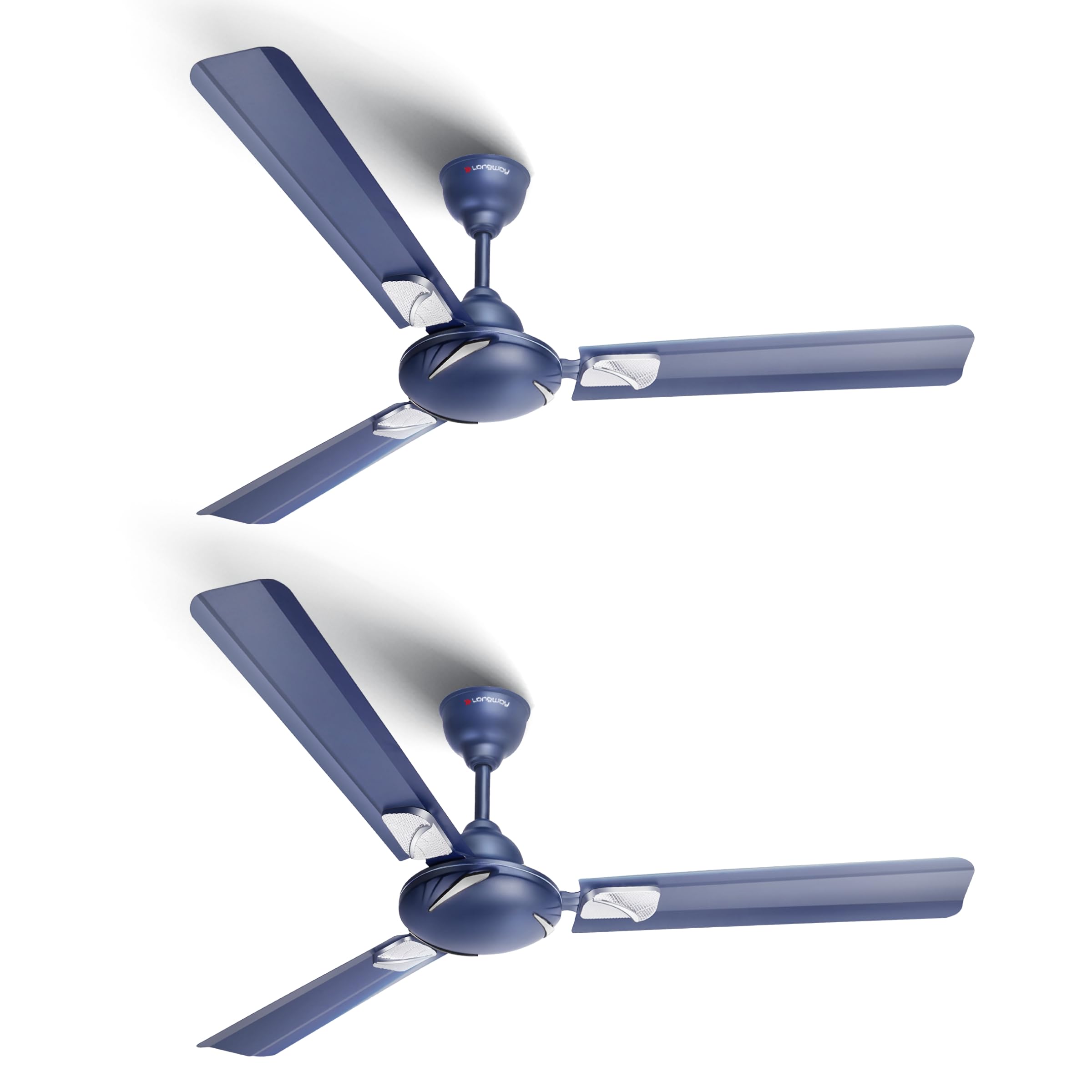 LONGWAY Creta P2 1200 mm/48 inch Ultra High Speed 3 Blade Anti-Dust Decorative Star Rated Ceiling Fan (Silver Blue, Pack of 2)