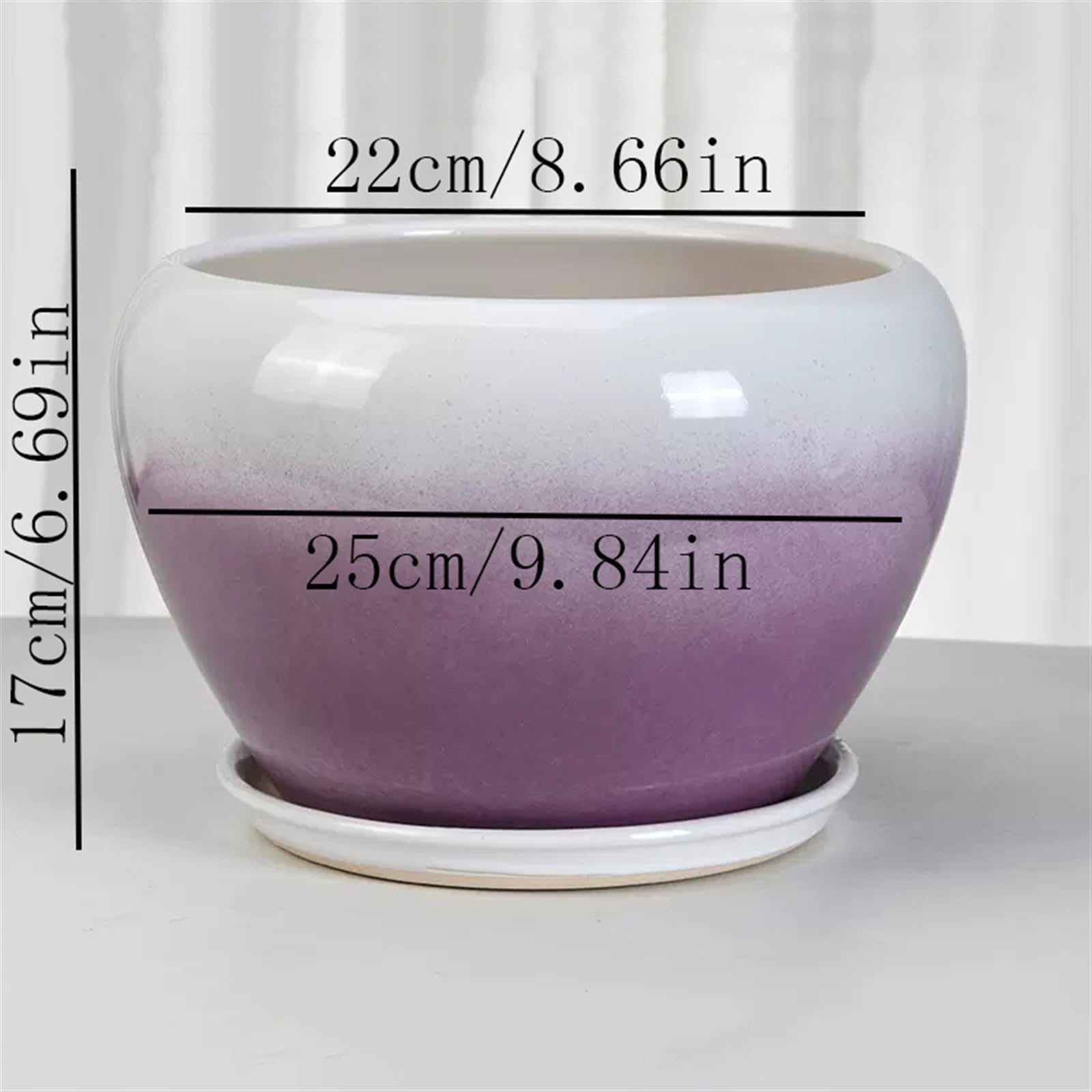 Duże ceramiczne doniczki na kwiaty z tacą urocze okrągłe doniczki do sukulentów i ogrodnictwa wewnątrz na zewnątrz (zielone bardzo duże) idealne do dekoracji domu i patio