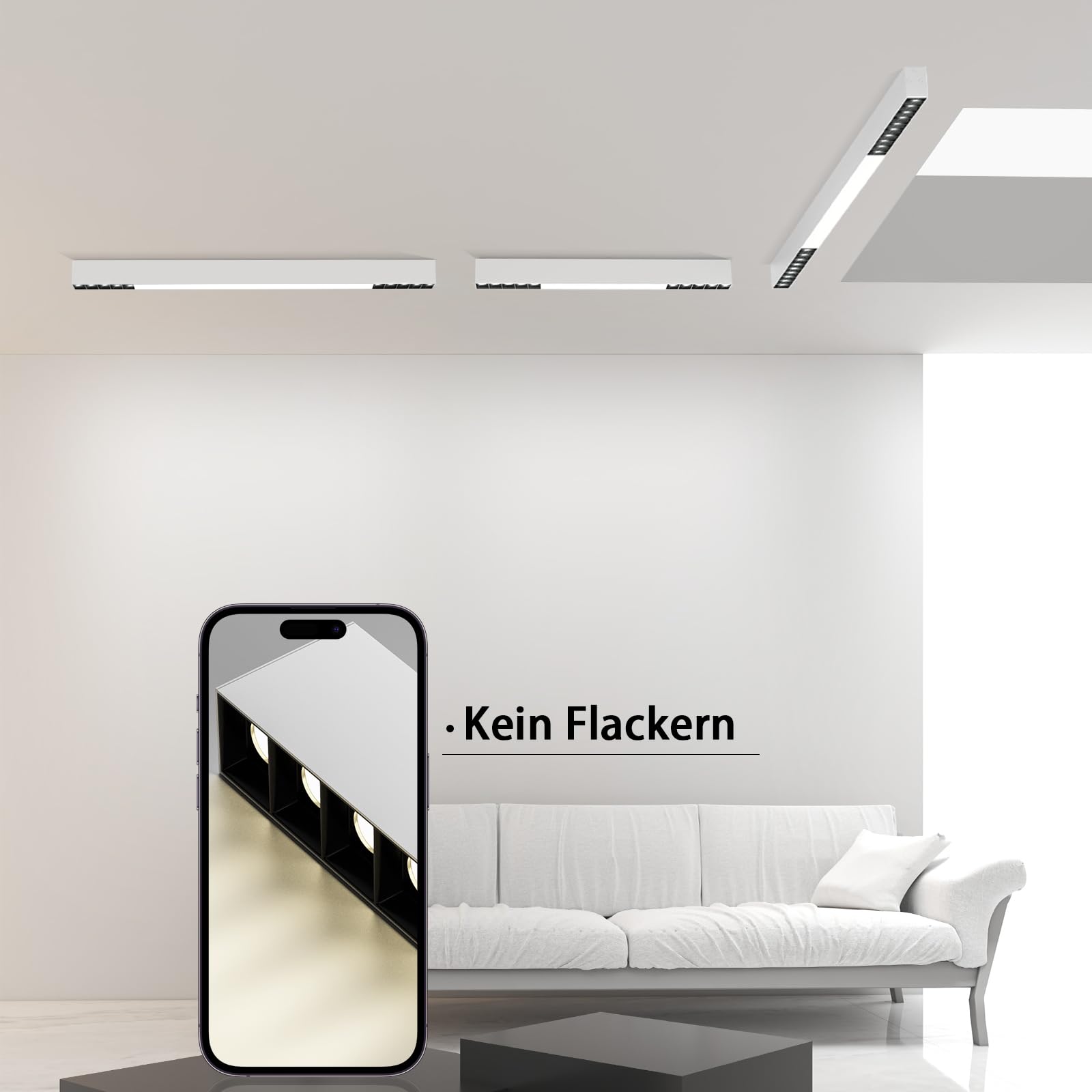 Glitzerlife LED 107cm Czarny Panel Oświetlenie Sufitowe do Salonu i | Sypialni 32W Moderne Wydajne Zdalne Zmienne Światło Idealne dla Małych