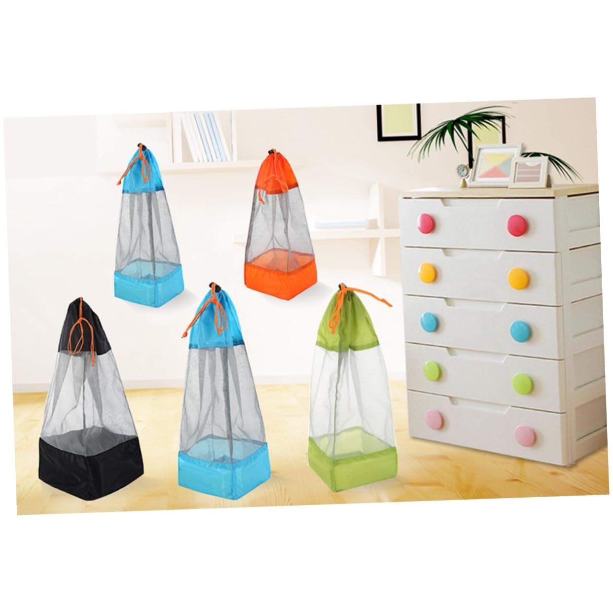 GLEAVI 2Pcs Ultralight Drawstring Mesh Storage Sack Outdoor Stuff Sack for Camping Hiking Traveling Laundry Cloth Pouch Green for