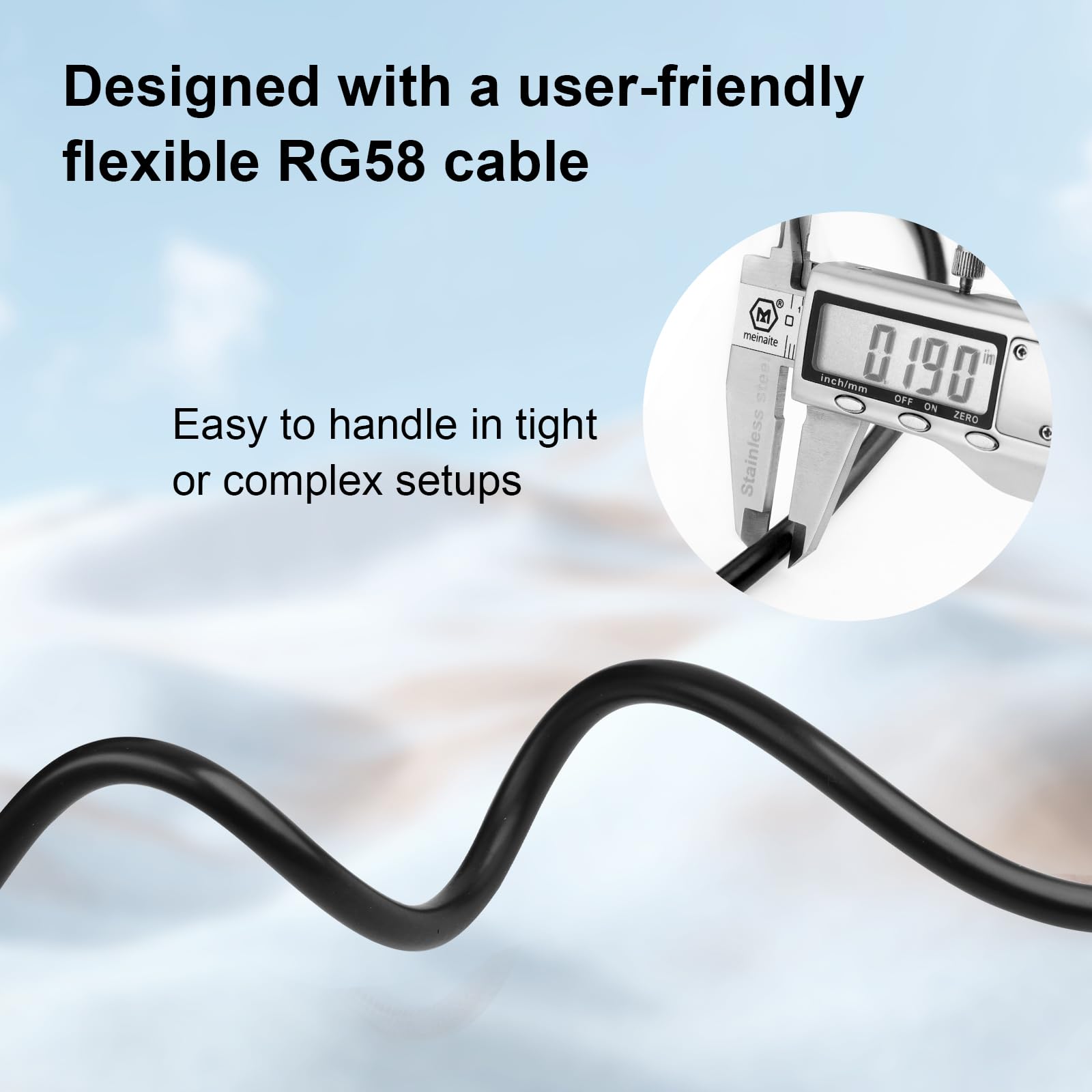 XRDS -RF RG58 Cavo coassiale CB 15,2 m, 50 Ohm con connettori maschio UHF PL-259 – Cavo coassiale flessibile e durevole per radio CB, radio Ham, antenna, misuratore SWR, SDR