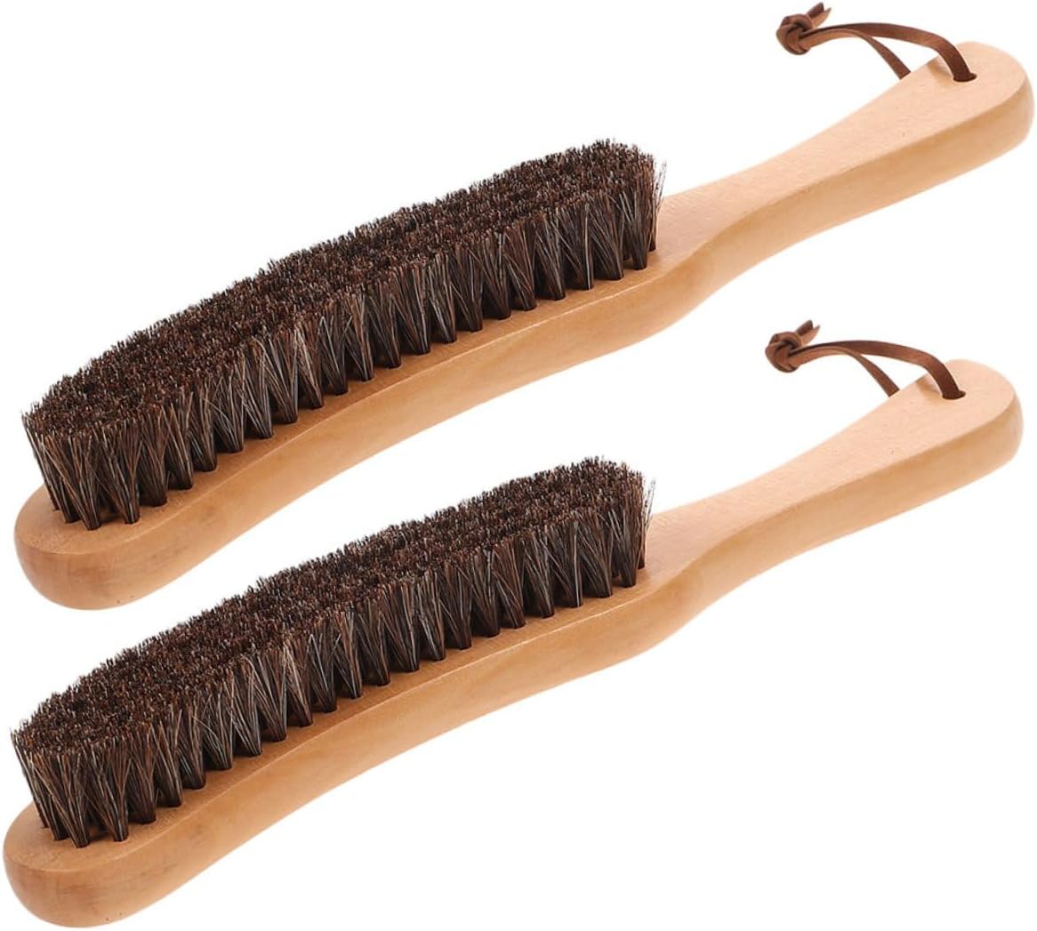 2pcs Soft Horsehair Dust Brushes for Clothes and Felt Caps, Portable Anti-Static Cleaning Brushes for Clothing and Fabric Care