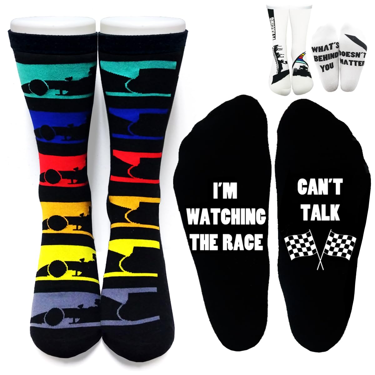 Racing Car Socks Compatible with Formula One F1 Auto Gift Quotes