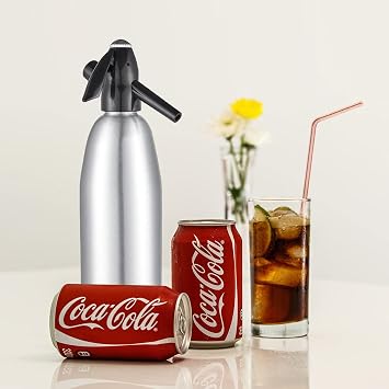 Soda Siphon 1 Litre Carbonated Water Machine Seltzer Water Maker Portable Aluminium Sparkling Water Maker for Making Homemade Juices Mojitos Cocktails Drinks in Home Bars