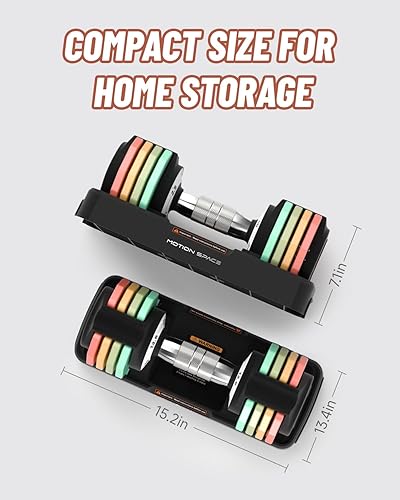 Miniatura 3 de Adjustable Dumbbells Set 12.5LB Pair, 1-Sec Fast Adjustable 5 Free Weights, Premium Comfort Non-slip Metal Handle, Compact Size for Full Body Home