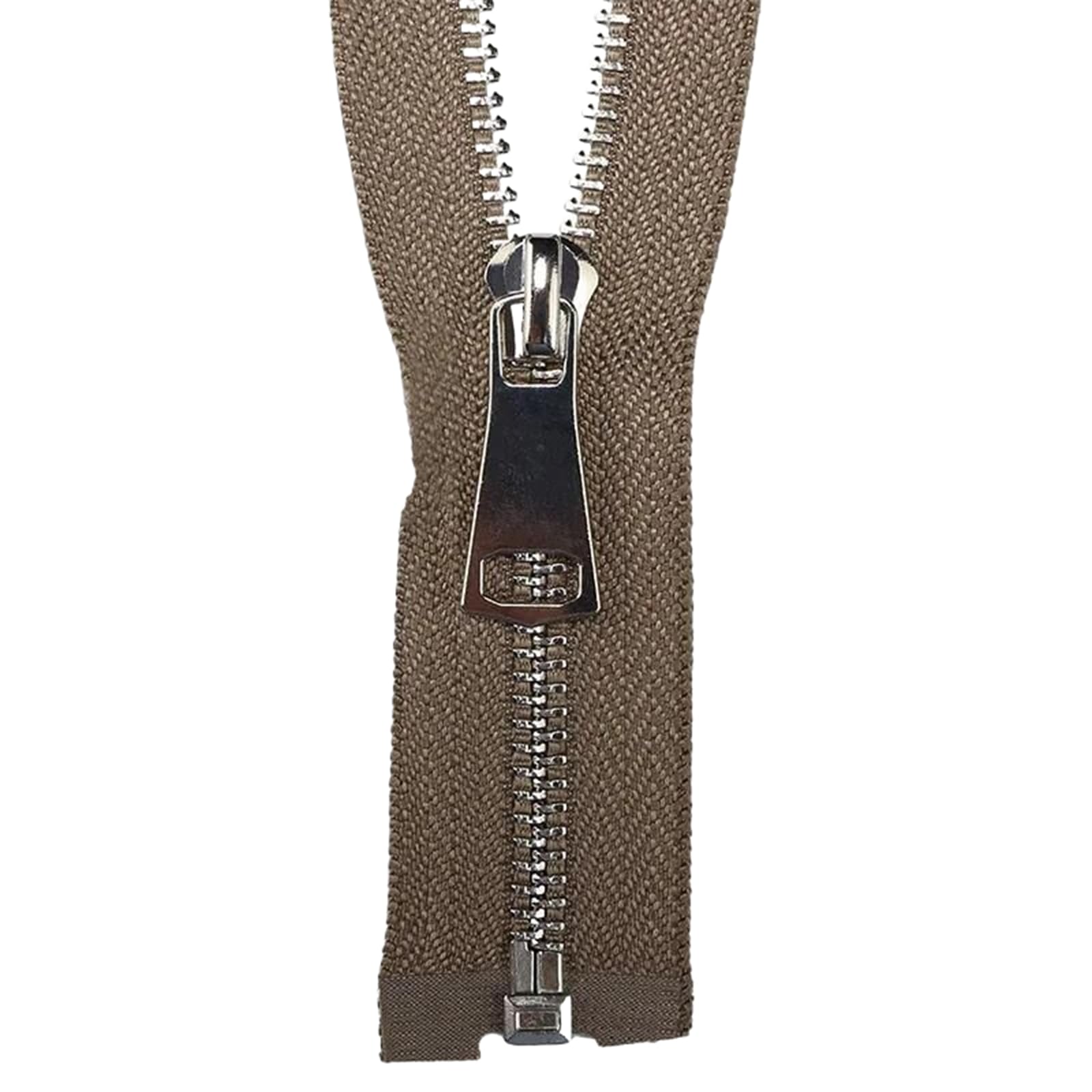 2pcs 40-120 cm 5# Metal Zipper Open-end Auto Lock Zips Sewing Zippers Single Slider Silver Teeth Zip, Khaki, No5,60cm