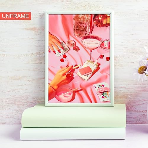 Miniatura 5 de PDFI Pósteres rosados para estética de habitación, decoración de pared de lienzo moderno y divertido, para dormitorio, dormitorio, baño, bar (16 x