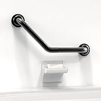 Vista 9 de Barra de agarre en ángulo de 1-1/4 x 16 pulgadas para montaje de pernos con agarre moleteado, ayuda de movilidad de baño, compatible con ADA
