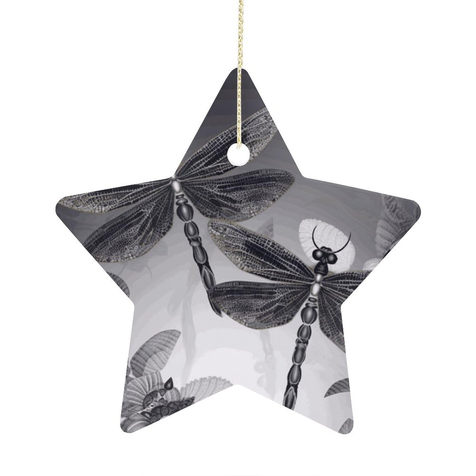Fodpand Women's Style Dragonflies Grey Ornament With String, Keepsake Hanging Decorations,Ceramic Ornaments For Men Indoor Home Holiday Party Gifts