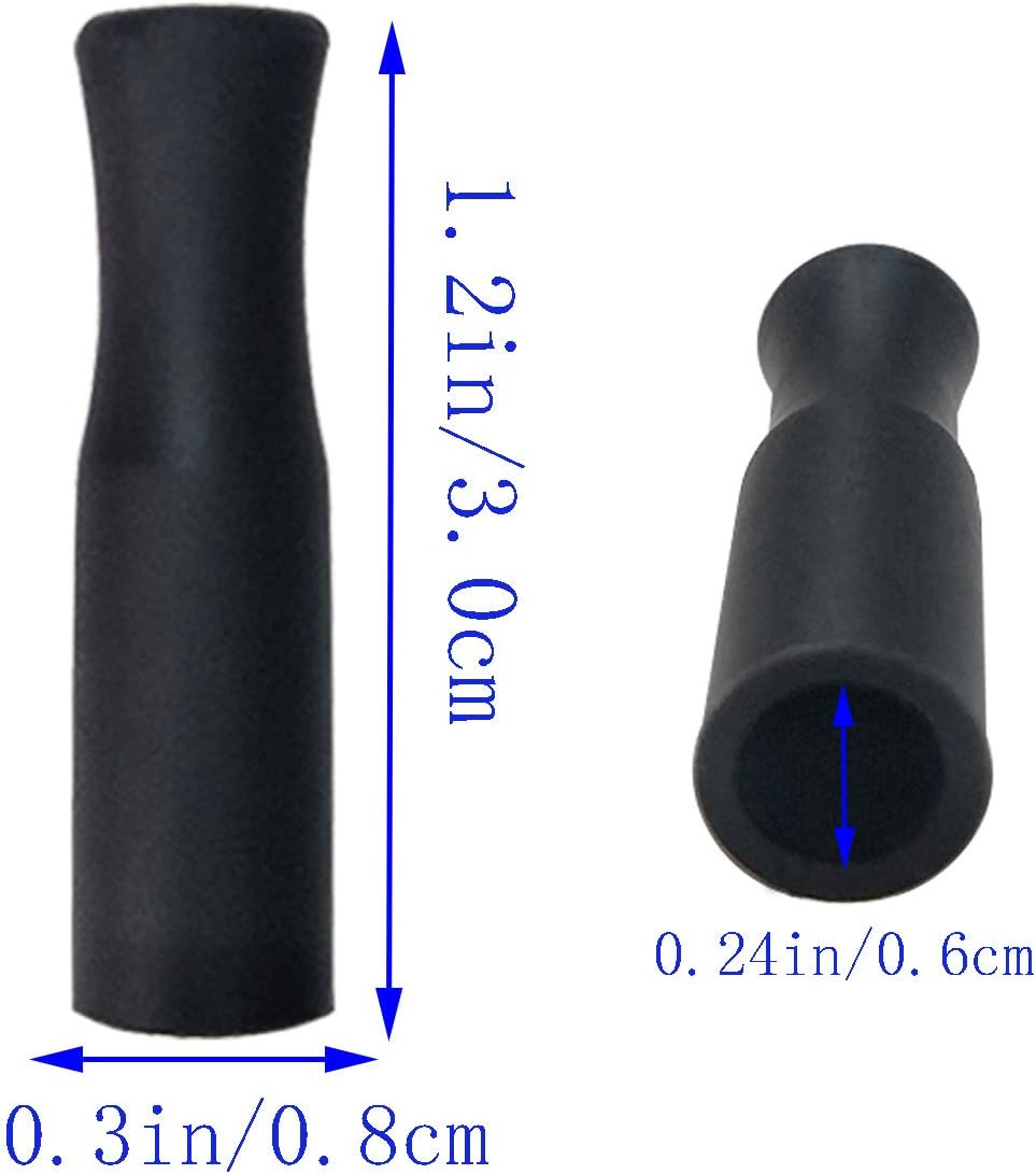 21Pcs Reusable Silicone Straw Tips, Stainless Straw Tips, Black Food Grade Straws Tips Covers Fit for 6mm Wide Stainless Steel Straws And Glass Straws