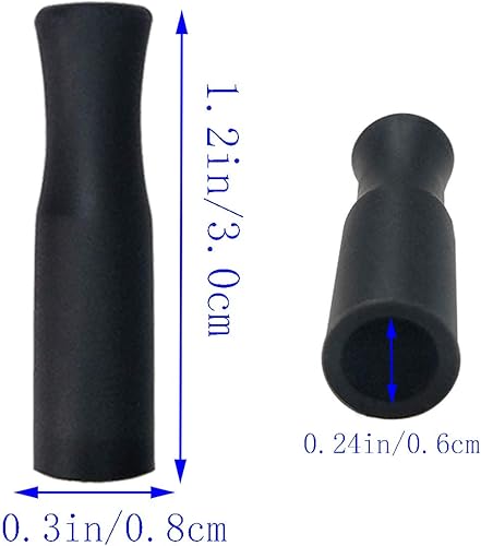 Miniatura 6 de 21 puntas de popote de silicona reutilizables, puntas de popote de acero inoxidable, puntas negras de grado alimenticio, cubiertas para popotes de