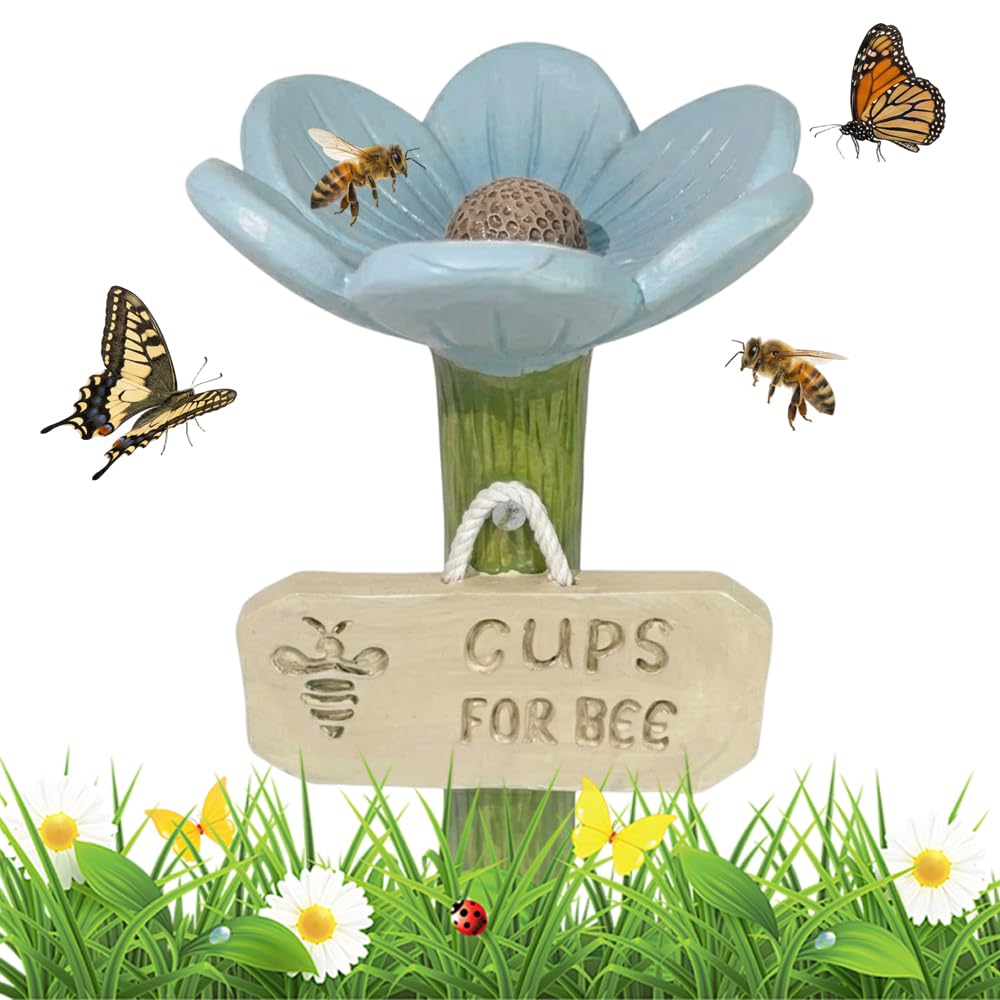 Bee Watering Station for Garden, 2026 New Cups for Bees, Resin Bee Drinking Bowl for Patio Lawn, Garden Pollinator Water Feeder for Garden Decor, Bee Water Cup for Gardeners (yellow) — view 11