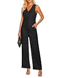 Pant Suits for Women Dressy Casual 2 Piece Sets Sleeveless Blazer Vest with High Rise Wide Leg Pants Work Office