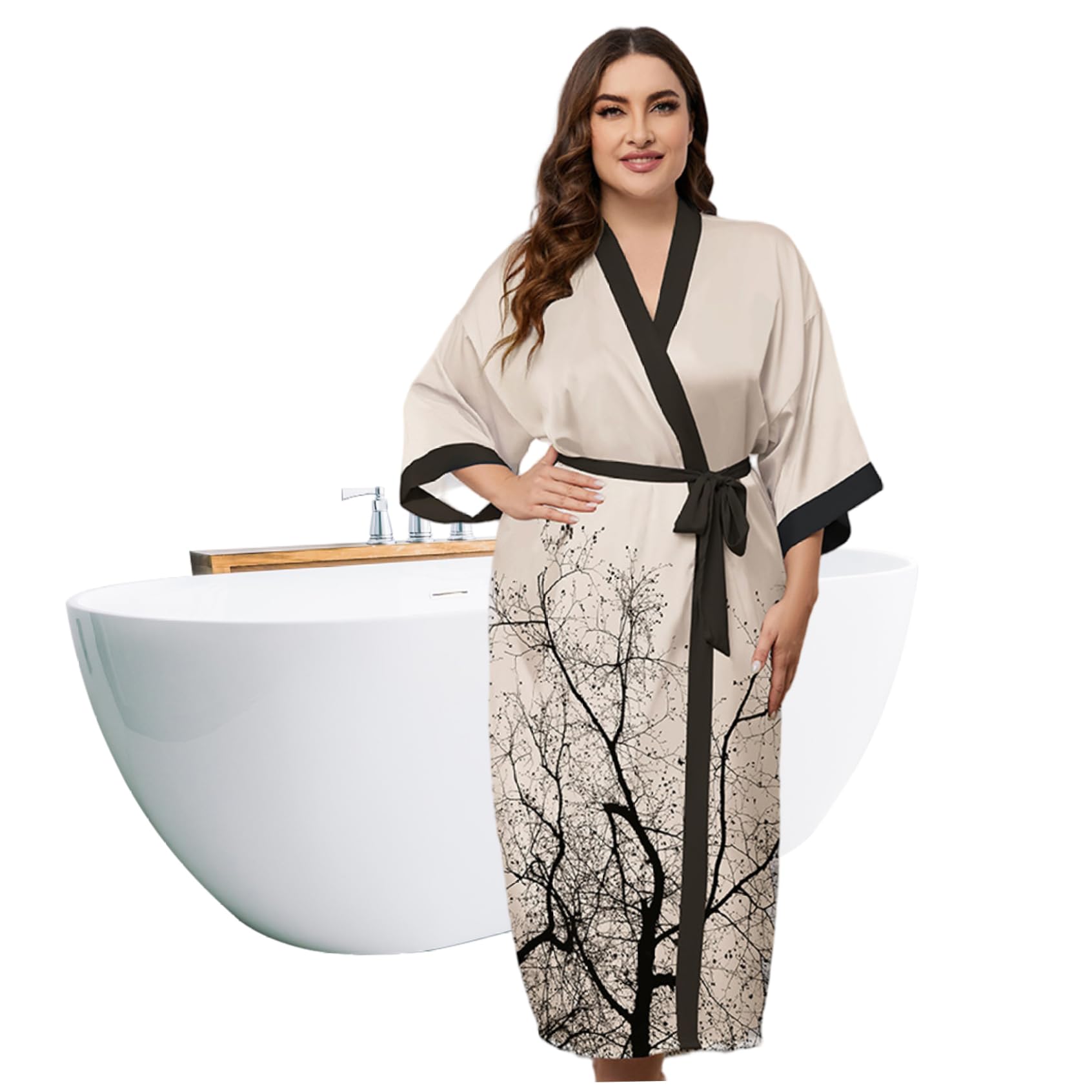Peignoir long en soie pour femme, une douce routine du soir