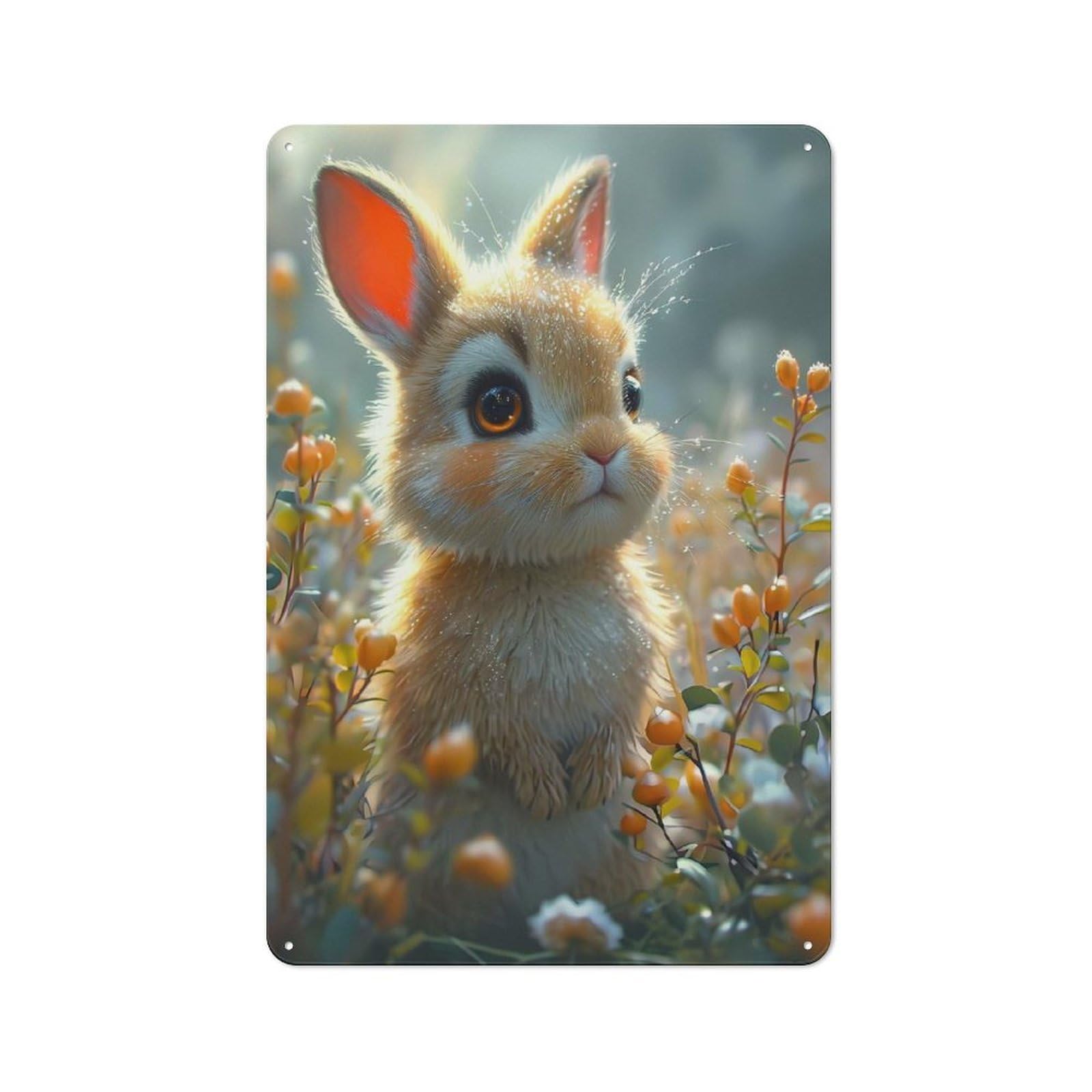 Junmoney Style-2 Beautiful Bunny Cartoon Cottage Style Metal Wall Decor 30X20cm, Farmhouse Metal Sign For Kitchen, Cottage, Porch Or Garden Room