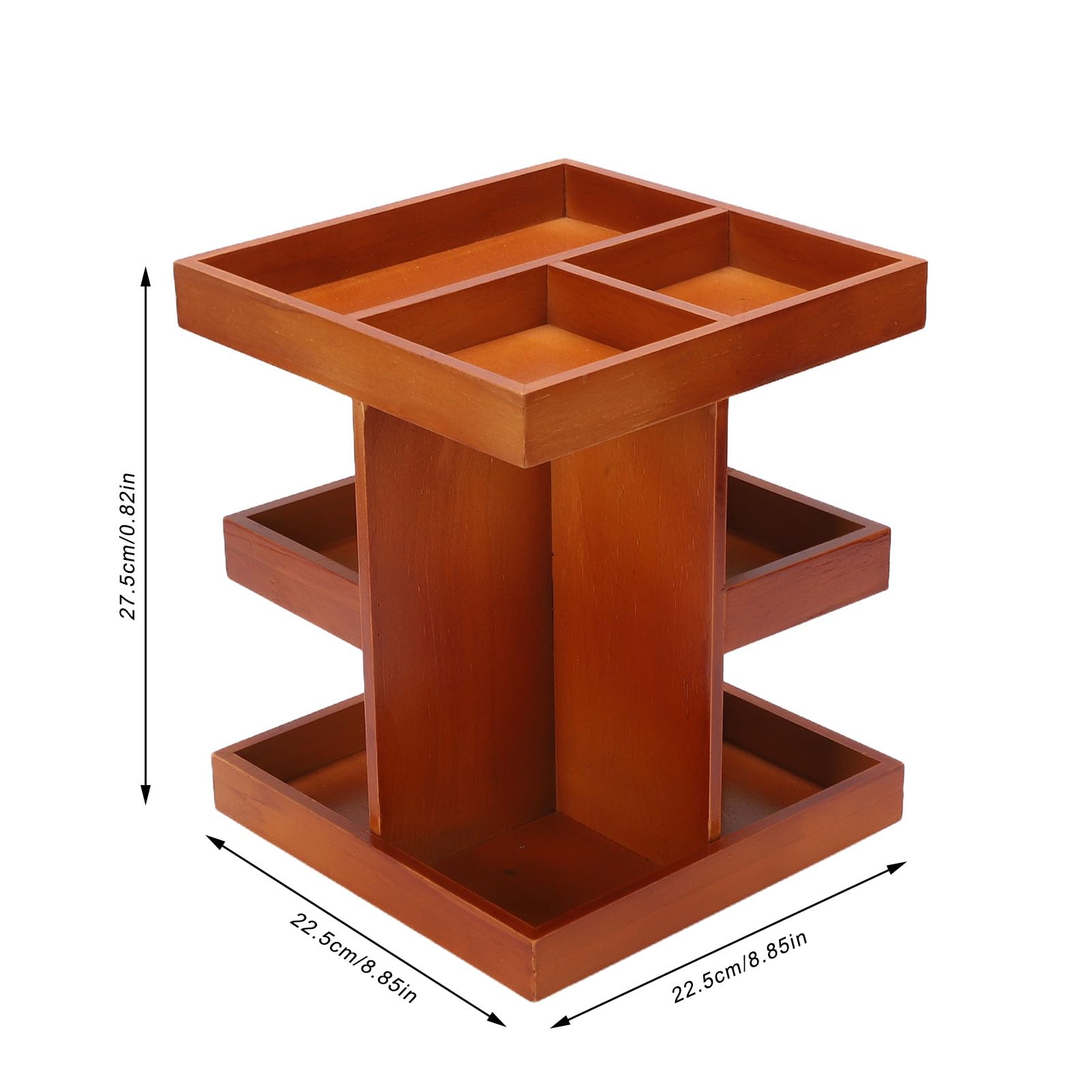 Organizer per trucchi ruotante a 360° in legno con scomparti multipli, portaoggetti da scrivania, espositore per cosmetici, espositore per cosmetici, portaoggetti
