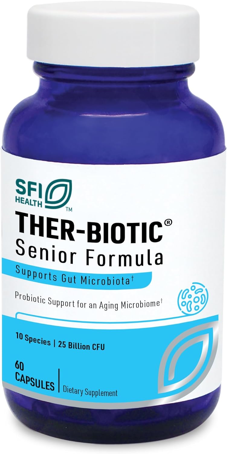 Klaire Labs SFI Health Ther-Biotic Probiotics for Seniors - Digestive & Immune Support for Senior Men & Women Over 60 - Bifidobacterium & Lactobacillus - Adult Probiotic - Dairy-Free (60 Capsules)
