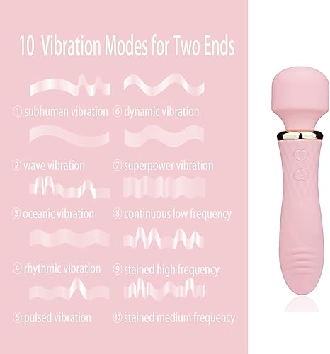 Miniatura 5 de Masajeador personal de mano para mujer vibración de doble extremo Masajeador inalámbrico, recargable, impermeable, silencioso, masajeador