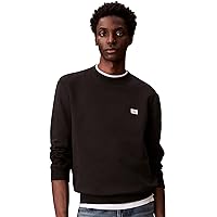 Calvin Klein Uomo Felpa Terry Badge con Scollo Rotondo, Nero (Black)