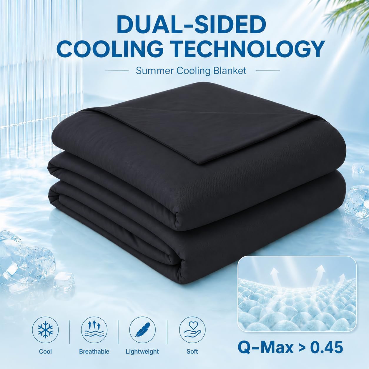 Cooling Comforter King Size Cooling Blanket Summer Cold Blankets for Night Sweats Hot Sleepers Lightweight Breathable Comforter Soft Cool Bedding, 90''x106'', Black