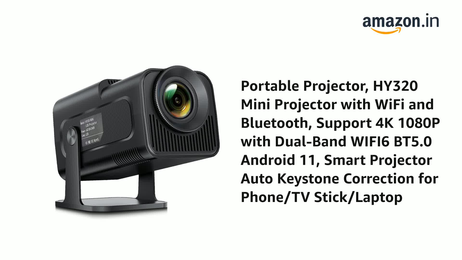Portable Projector, HY320 Mini Projector with WiFi and Bluetooth