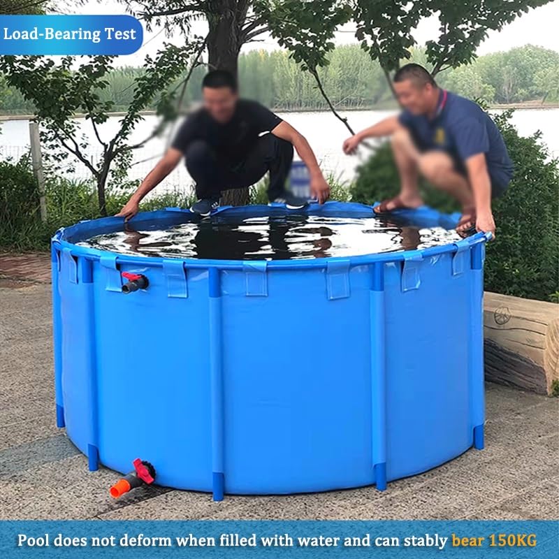 Großer runder Fischteich aus Segeltuch mit Halterung, oberirdischer Pool für Koi, 2 x 0,8 m