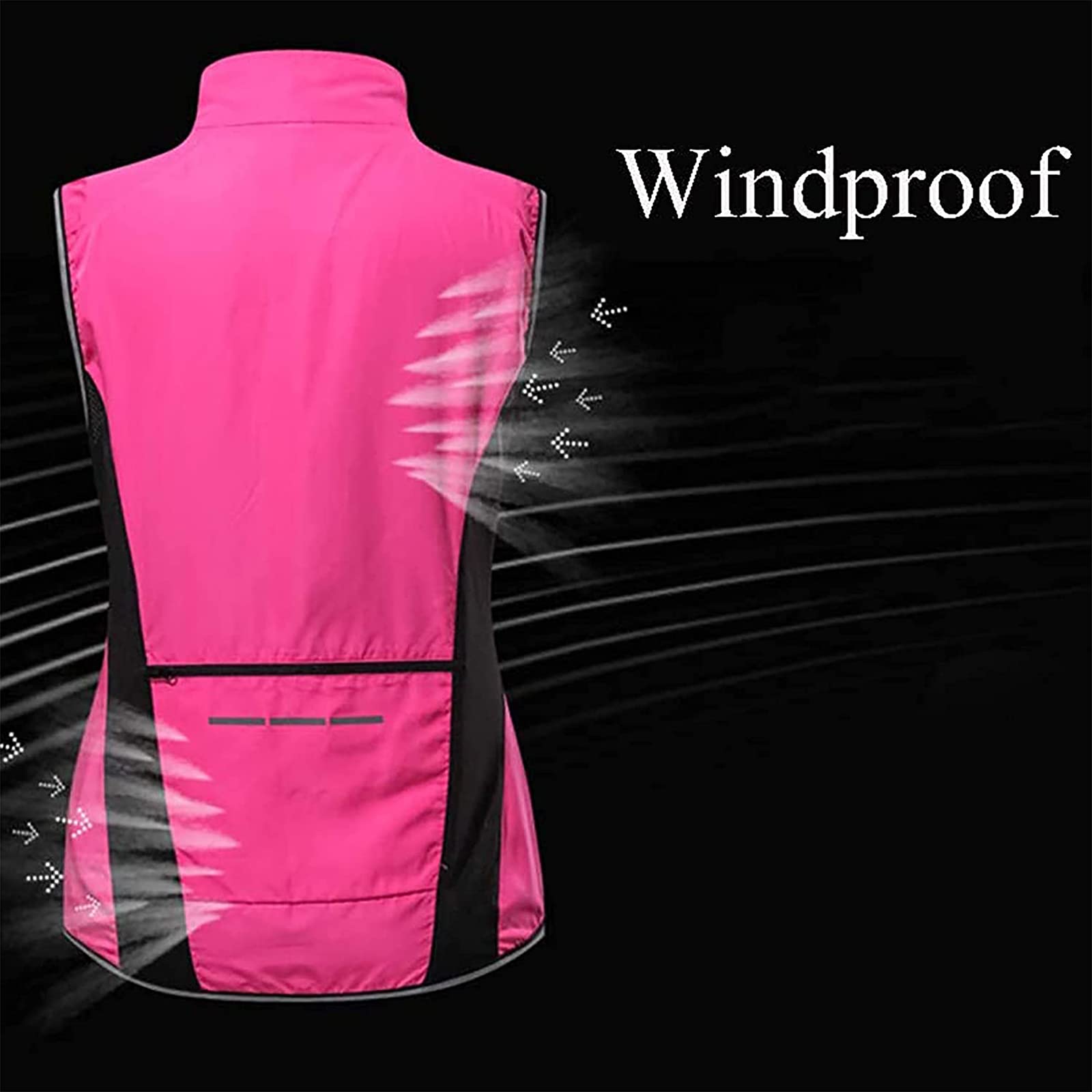 Gilet De Cyclisme Veste sans Manches Vélo Coupe Vent Femmes Imperméable Manteau Réfléchissant