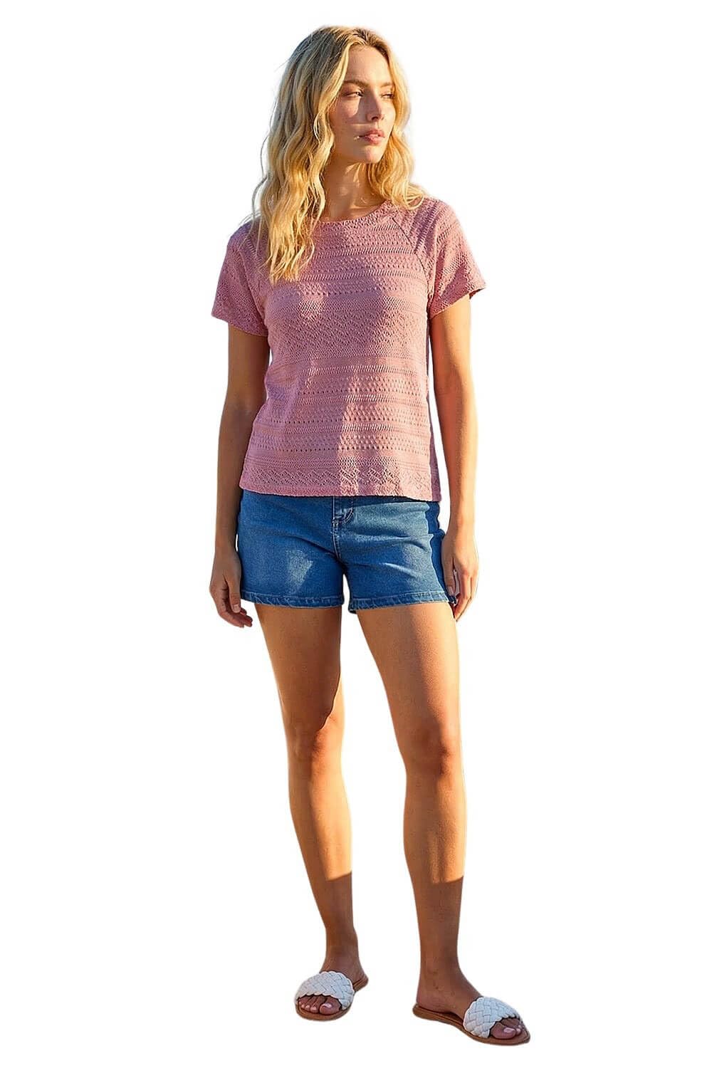 Roman Women's Rose Crochet Knit Top In | Size: 18