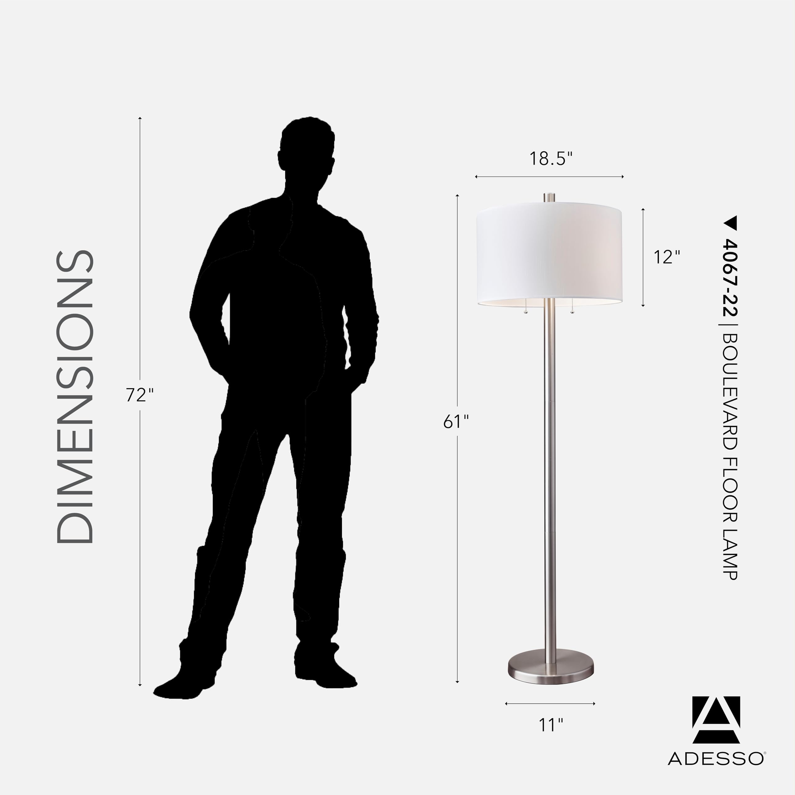 Amazon.co.jp: Adesso 4067-22 Boulevard Floor Lamp, Satin Steel by
