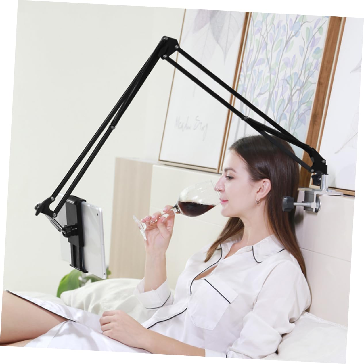 SHINEOFI Supporto da Scrivania Pieghevole per Telefono e Tablet Braccio Articolato, Clip, Ferro e Plastica, Nero, Uso Comodo
