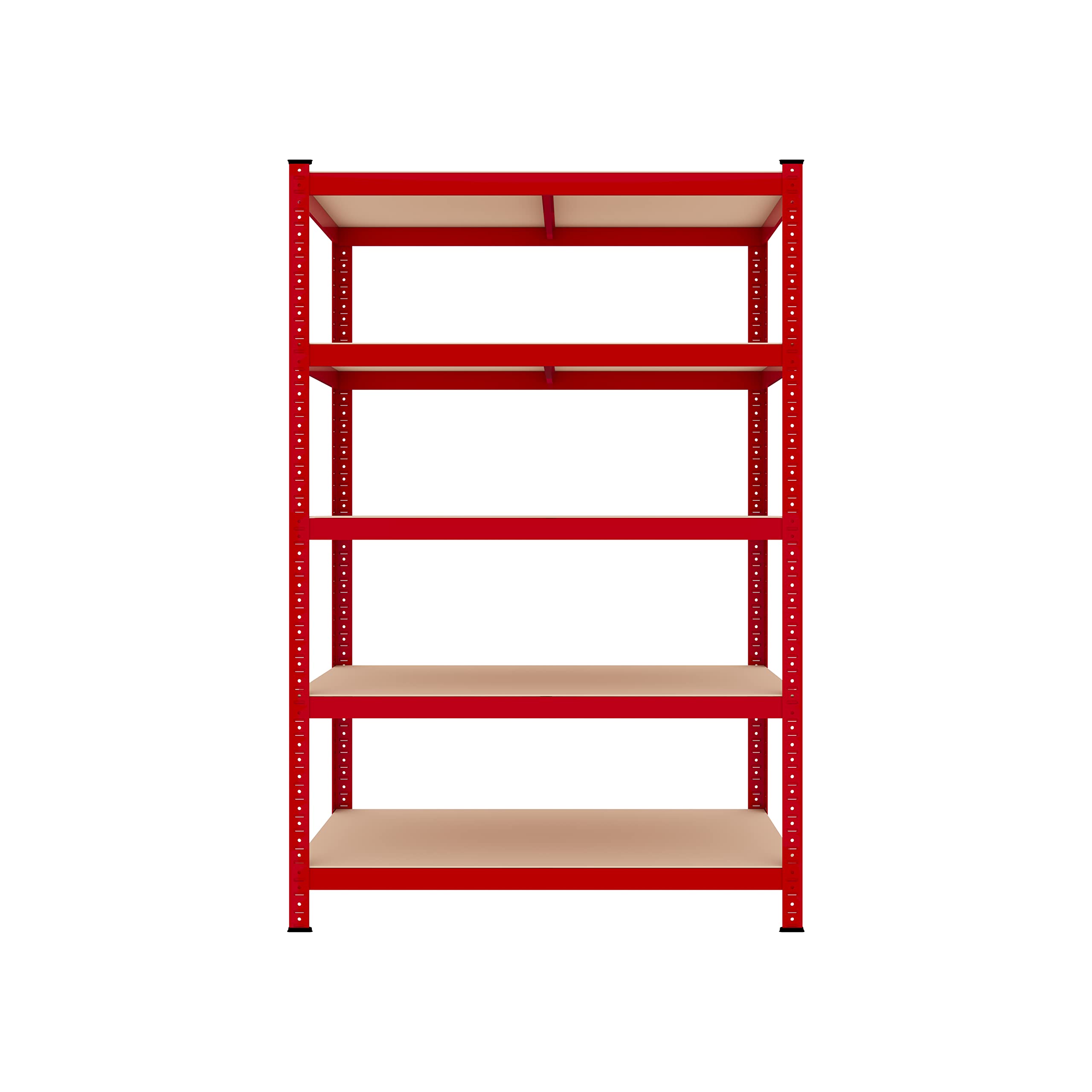 Bricozone Scaffale In MDF E Metallo Con 5 Ripiani Regolabili In Altezza Mensole Alta Portata Fino a 875 kg Garage Officina Cantina Capannone Magazzino Design Modulare 180 x 90 x 60 cm (Red)