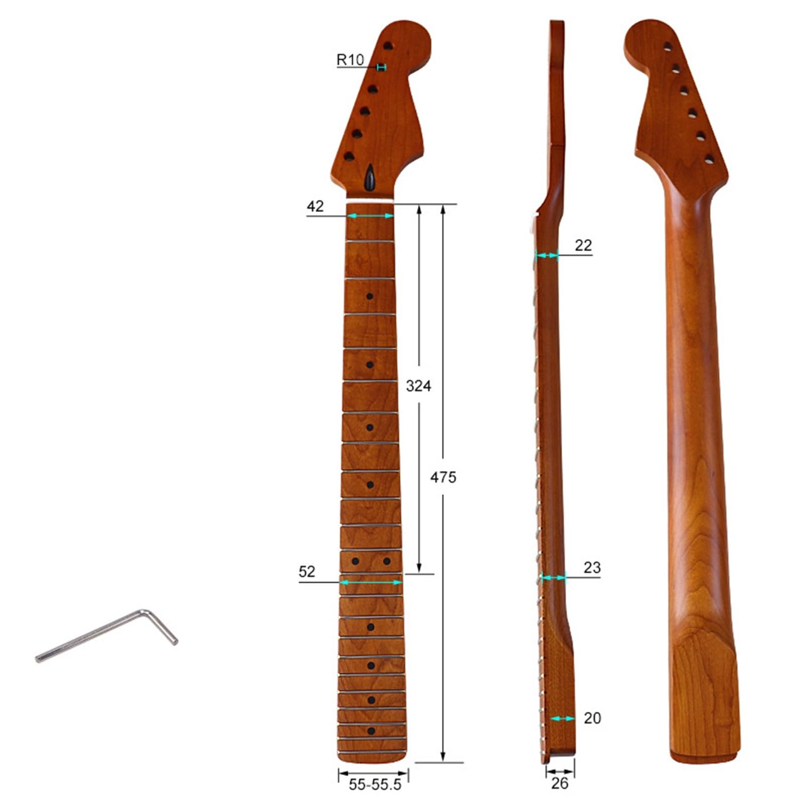 DIY Guitar Necks 22 Fret 6 String Roasted Maple Neck Suitable For ST Electric Guitar With Peach Tube DIY Accessories
