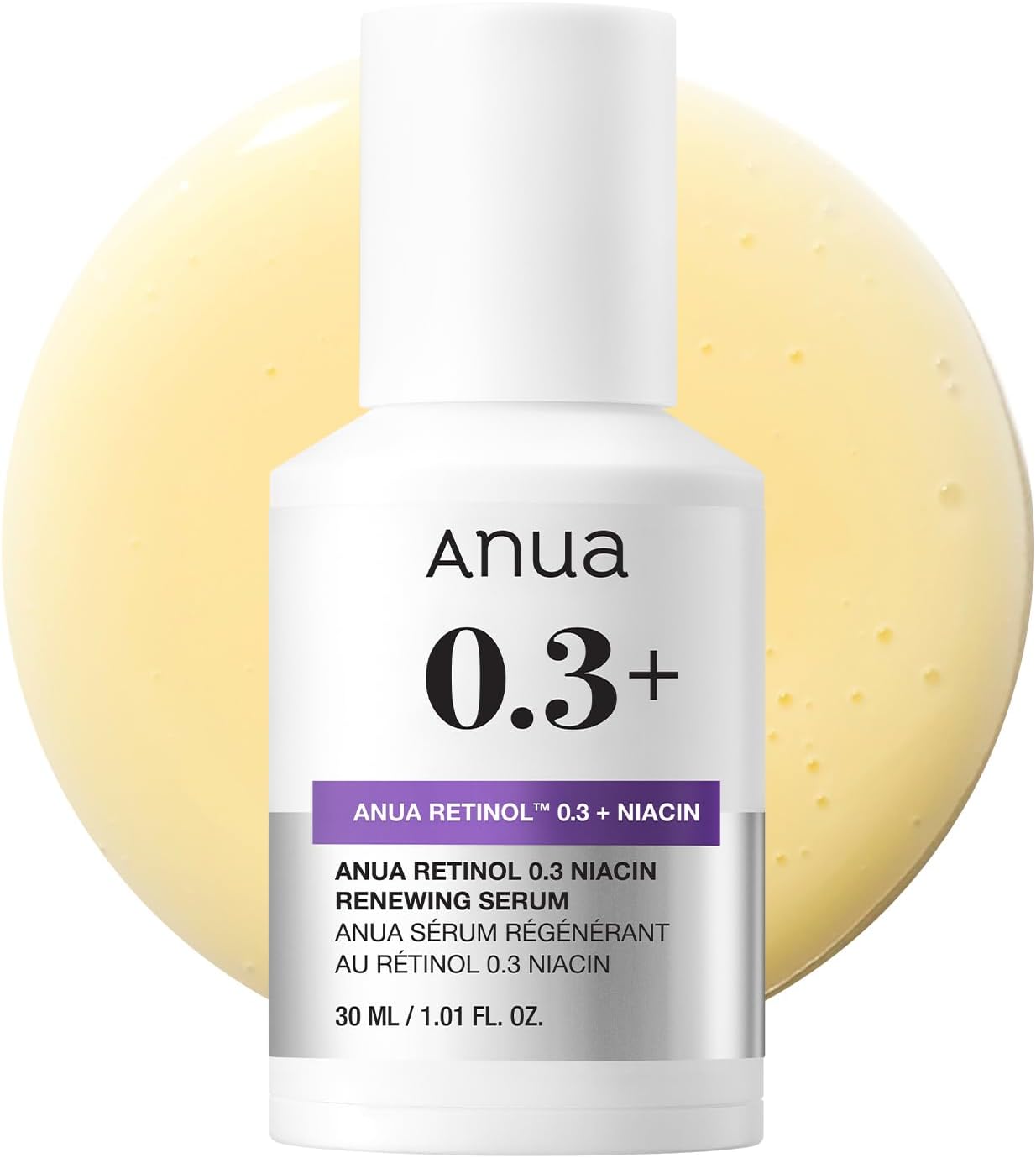 ANUA Retinol 0.3 Niacin Renewing Serum, For Anti-Aging with Hydration, Textured & Glass skin, Retinol, 5% Niacinamide, Retinol For Face, Gentle for Beginner, Korean Skin Care, 30ml /1.01 fl.oz.